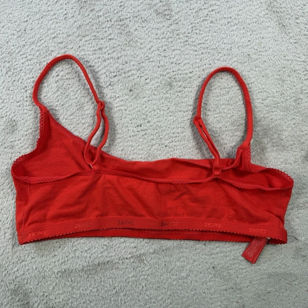SKIMS Bralette Womens 2X Red Cotton Jersey Scoop Bra Wireless Logo Adjustable - Picture 7 of 8
